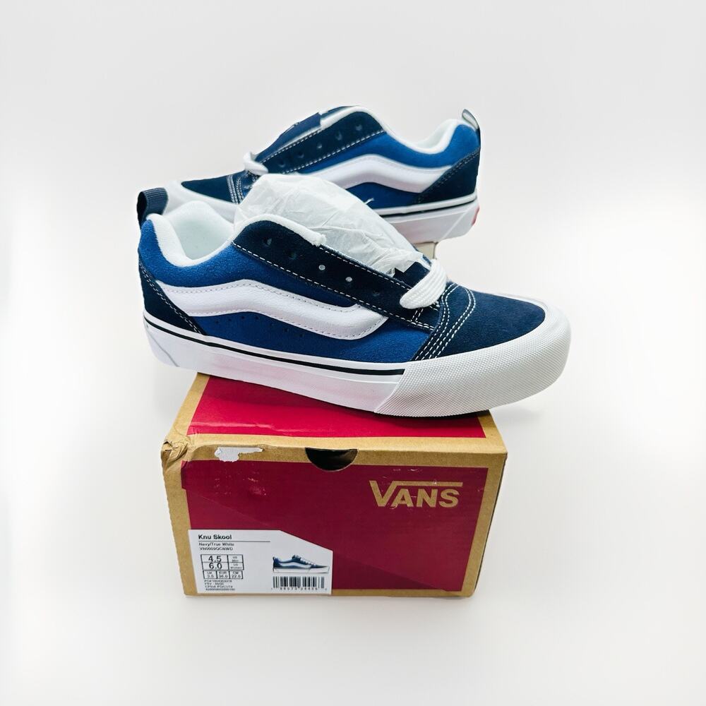 Vans Knu Skool Navy Blue True White Suede Canvas Women’s 6 Men’s 4.5 NIB